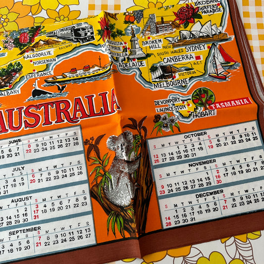 UNUSED Collectable 1980 Calendar Tea Towel AUSTRALIA