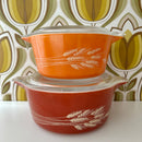 Pyrex Vintage Autumn Harvest Wheat Casserole Dish x 2