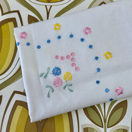 Vintage Cotton VIntage Embroidered Pillow Case UNUSED
