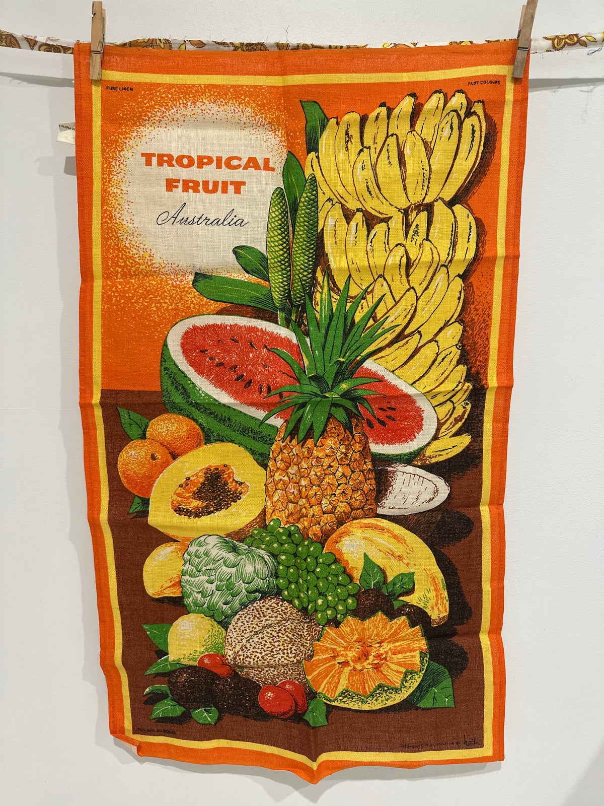 Vintage Tropical Fruit Australia Tea Towel