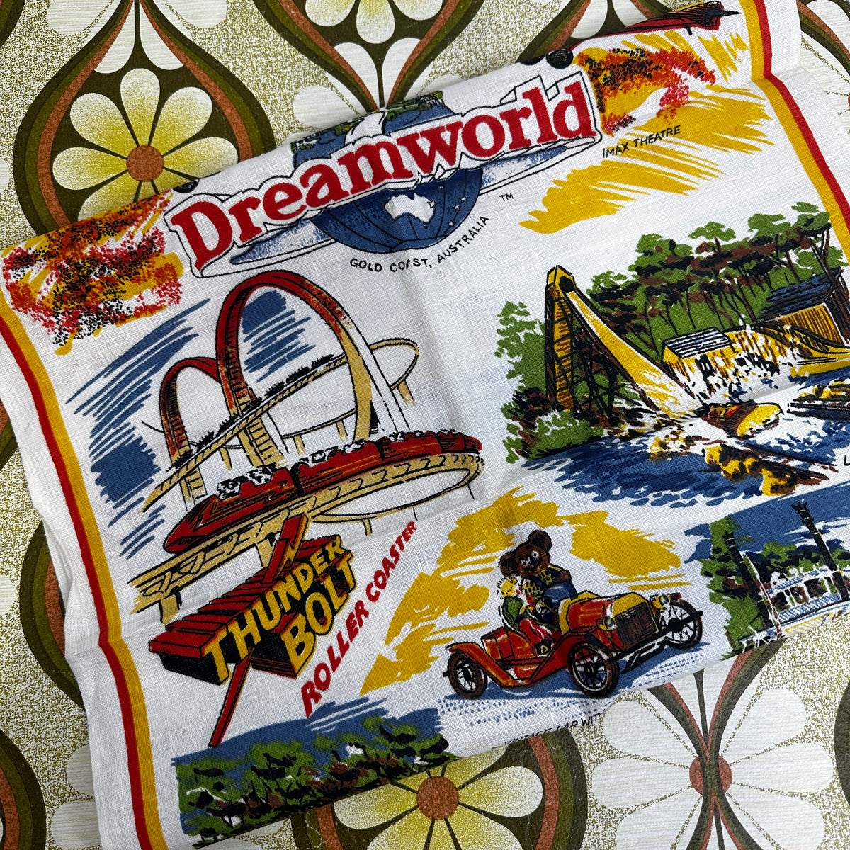 Vintage Dreamworld Gold Coast Souvenir Tea Towel