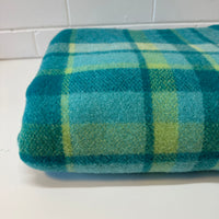 Beautiful Bright Blue Checked Wool Blanket