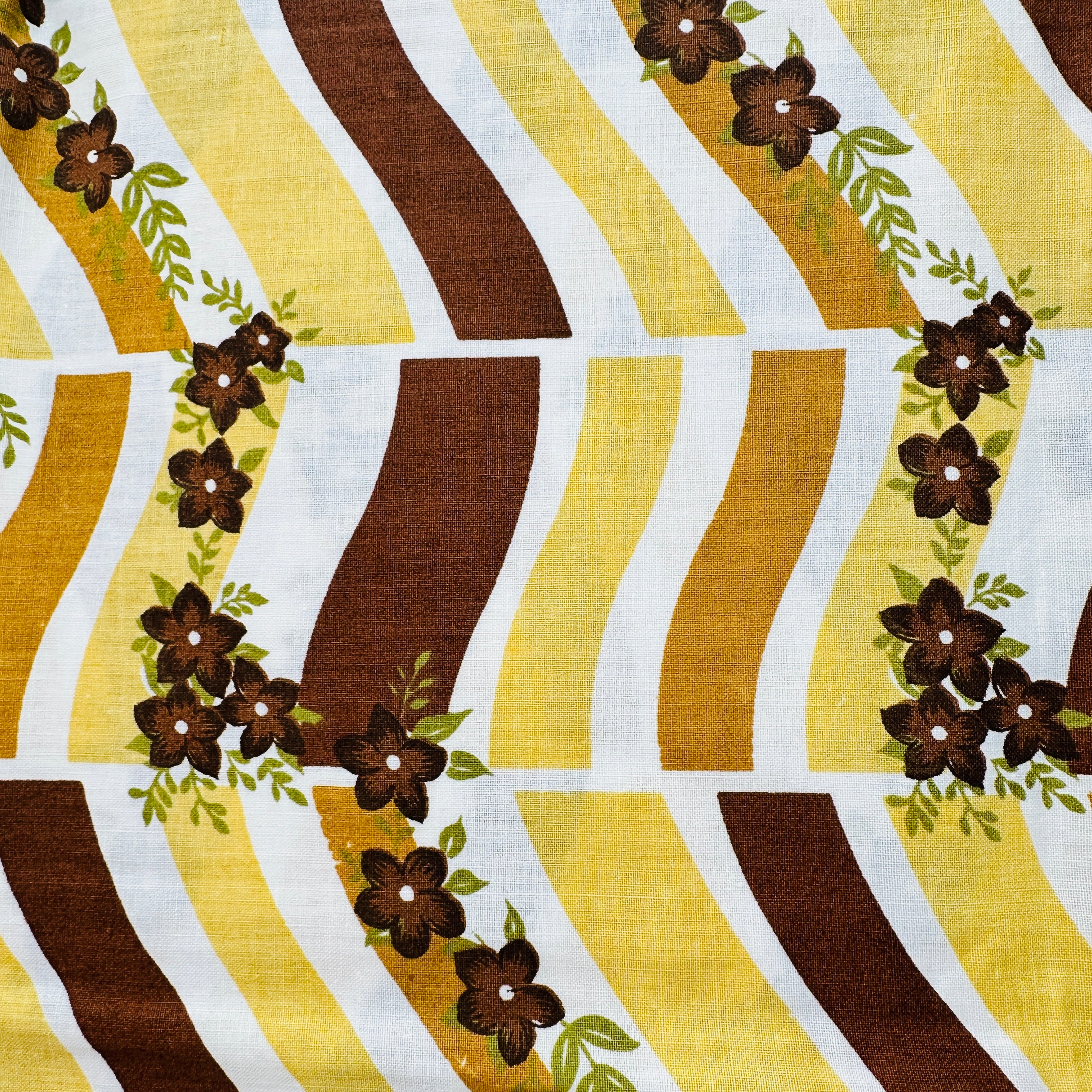 250cms Unused Brown Floral Cotton Craft Sewing VINTAGE