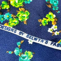 225cms Selwyns Vintage Blue Floral Fabric