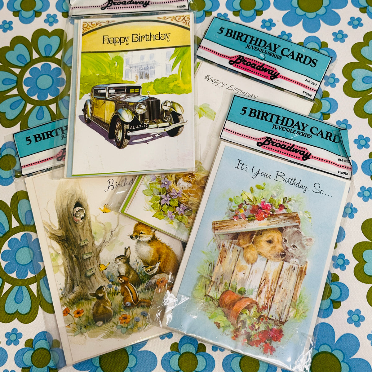 Birthday Card Packs VINTAGE Retro Children's Prints