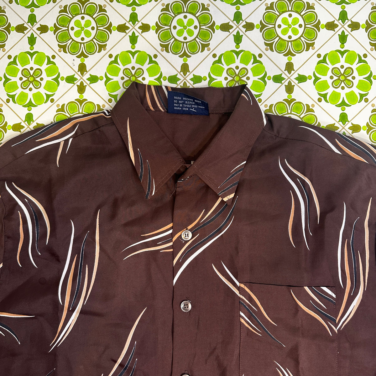 Vintage Polyester Mens 70's Shirt 105cms Chest RETRO Wardrobe