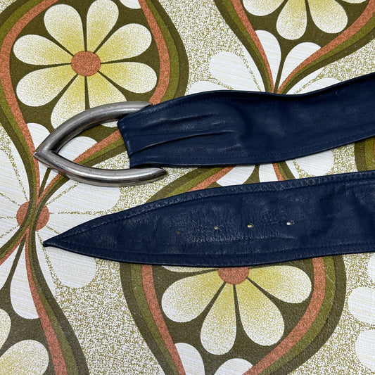 Awesome Vintage Leather 80's Belt NAVY