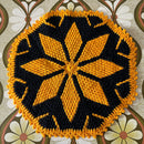 Large Handmade Doily Placemat Black & Orange