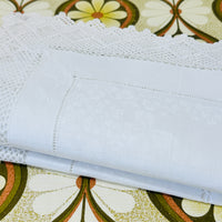Crisp White Vintage Linen Tablecloth