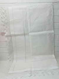 Crisp White Vintage Linen Tablecloth