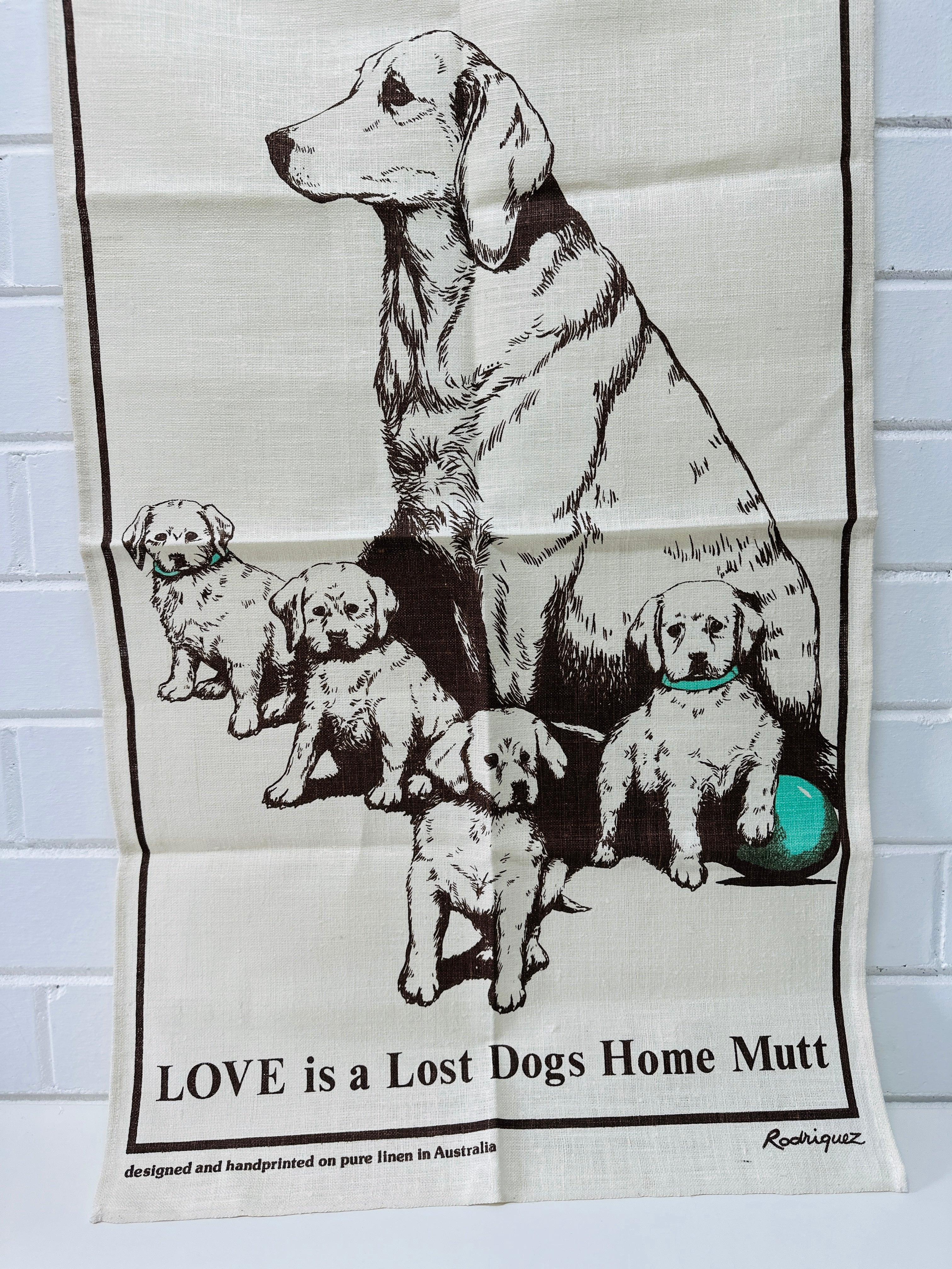 UNUSED Rodriguez Tea Towel People Pure Linen Australian Guide Dogs