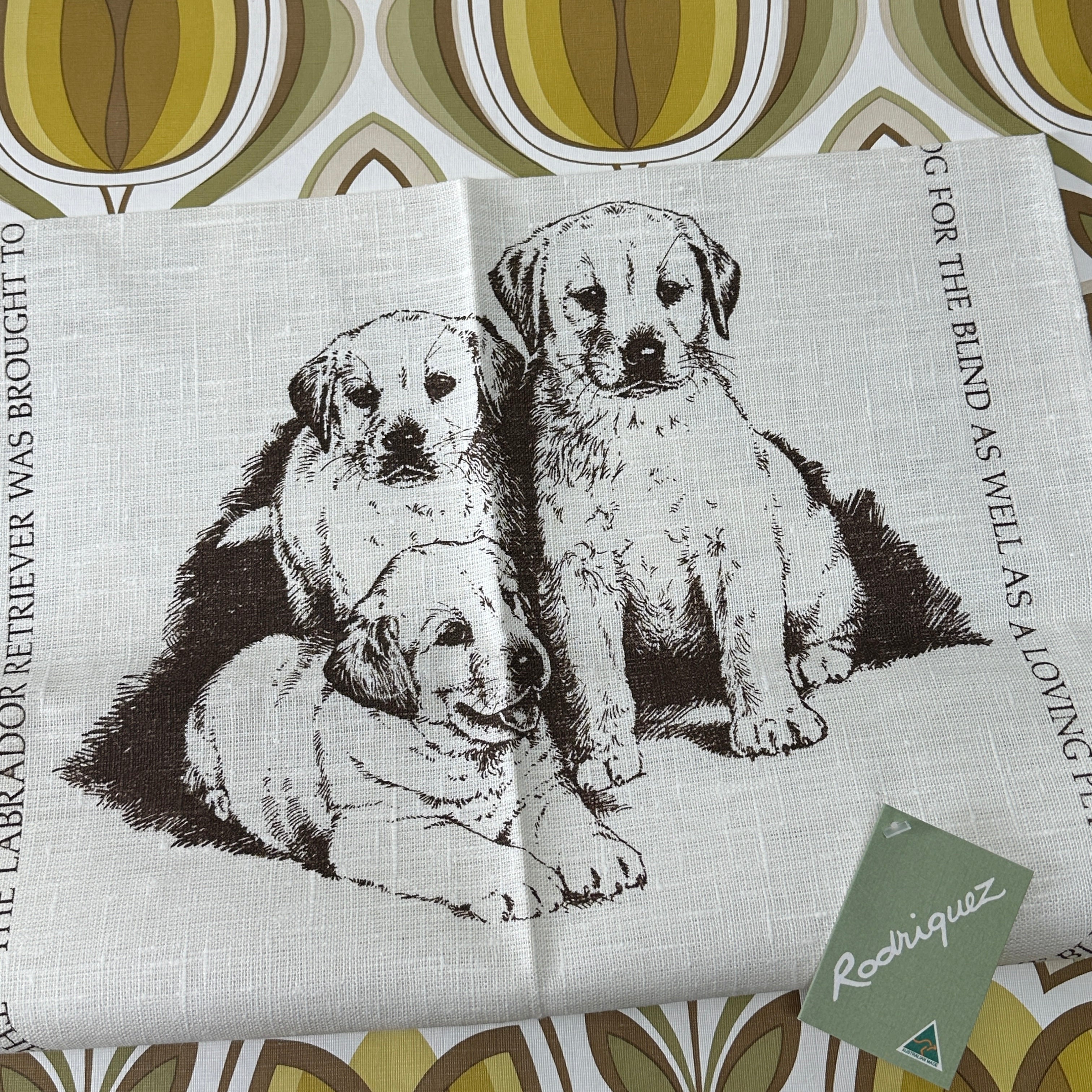 With Tags UNUSED Rodriguez Tea Towel People Pure Linen Australian Guide Dogs