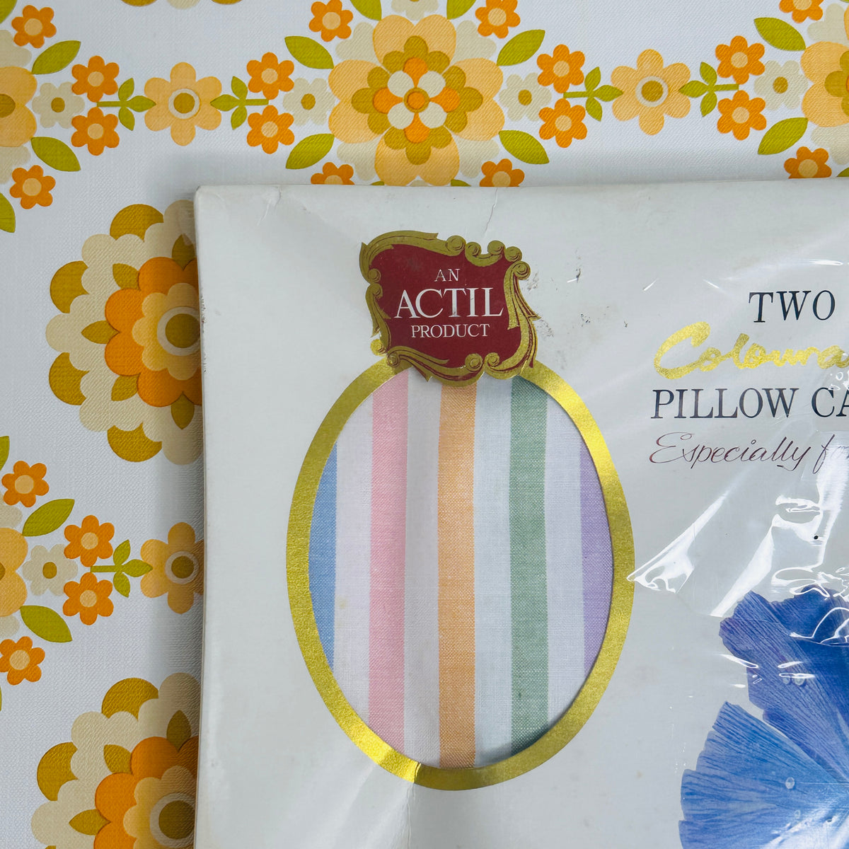 Vintage Actil Cotton Pillowcases | Pastel Stripes | Pair