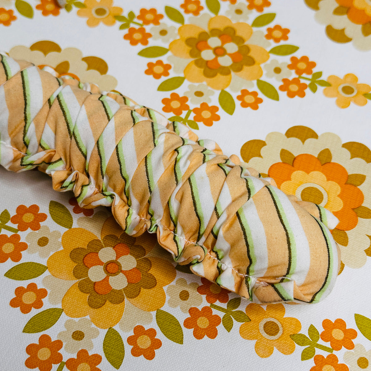 Vintage Floral Fabric Coat Hanger | Ruffled Stripe