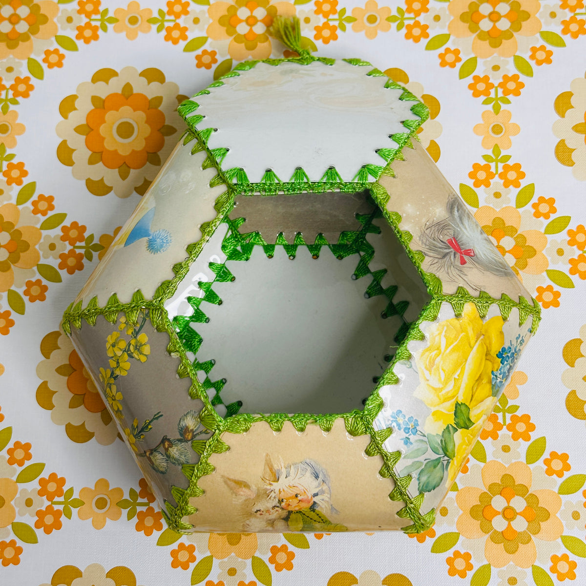 Vintage Handmade Floral Card Box | Sewing Storage
