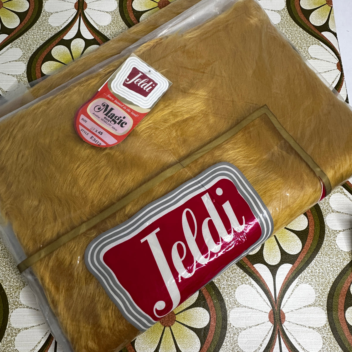 Vintage Jeldi Minklon Fabric Rug | Golden Yellow | 27 x 45 inches
