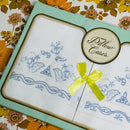 Vintage Hand-Embroidered Pillowcases | Blue & White | Pair