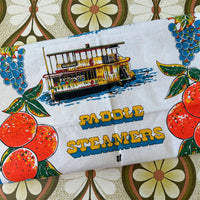 Vintage Paddle Steamers Tea Towel UNUSED