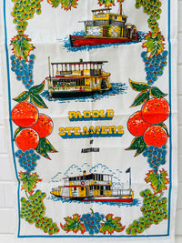 Vintage Paddle Steamers Tea Towel UNUSED