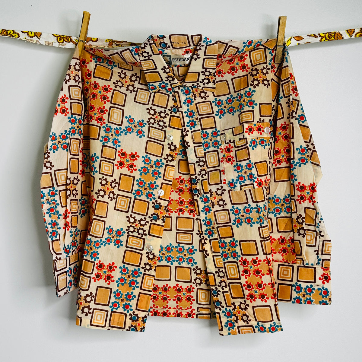 Vintage Kids Cotton Shirt | 70s Floral Power Print
