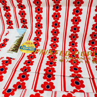 200cms All Cotton Vintage Red & Blue Floral Fabric