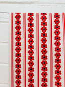 200cms All Cotton Vintage Red & Blue Floral Fabric