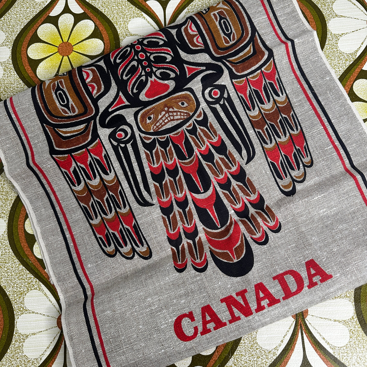 Vintage Canada Linen Tea Towel | Eagle Design
