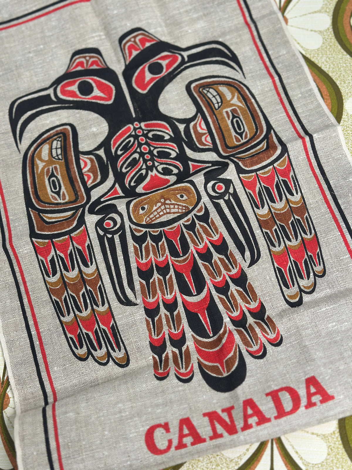 Vintage Canada Linen Tea Towel | Eagle Design