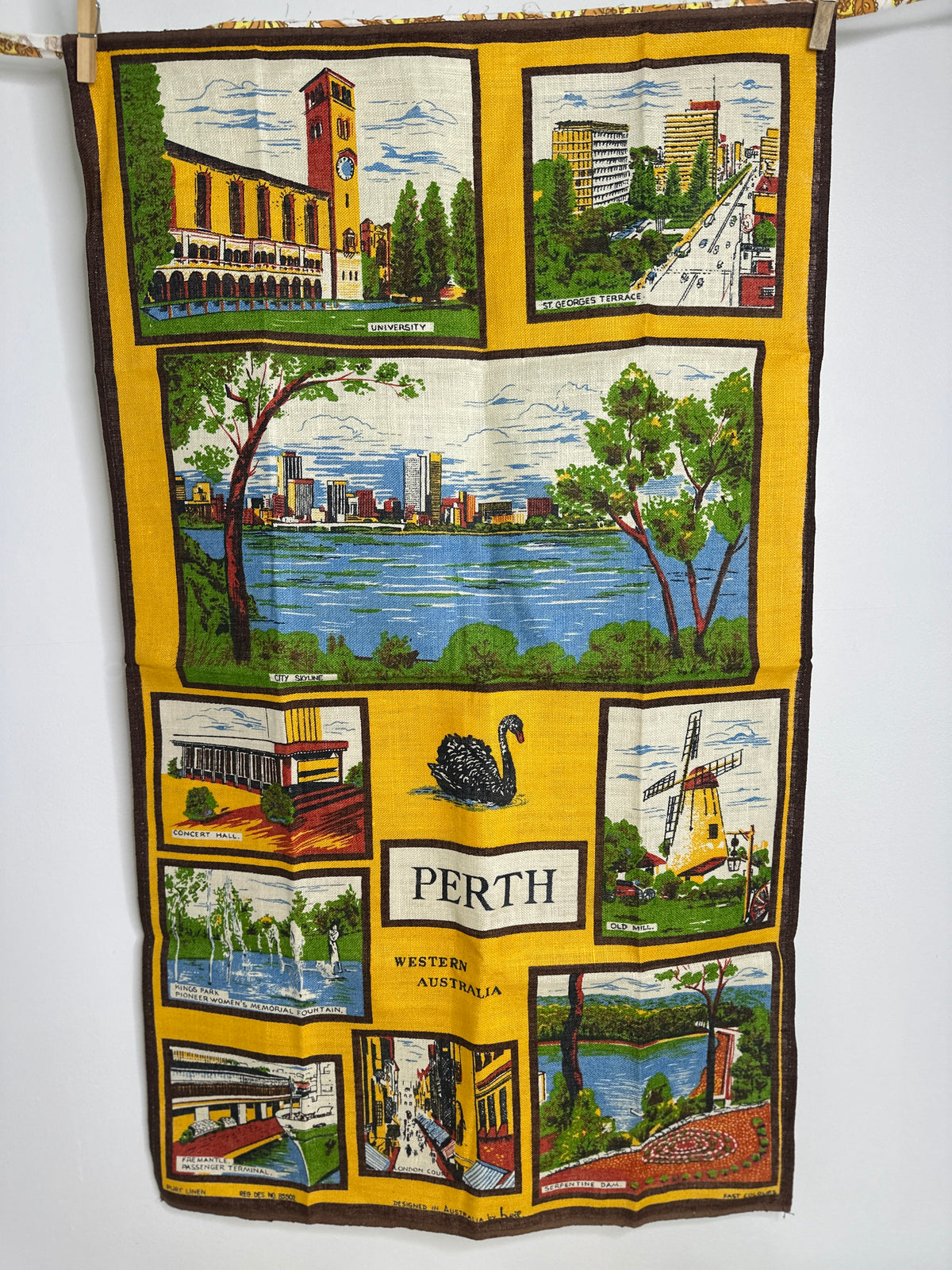 Vintage Perth Tea Towel | Western Australia | Australiana