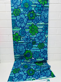 160cms Blue Bold Floral Cotton Fabric