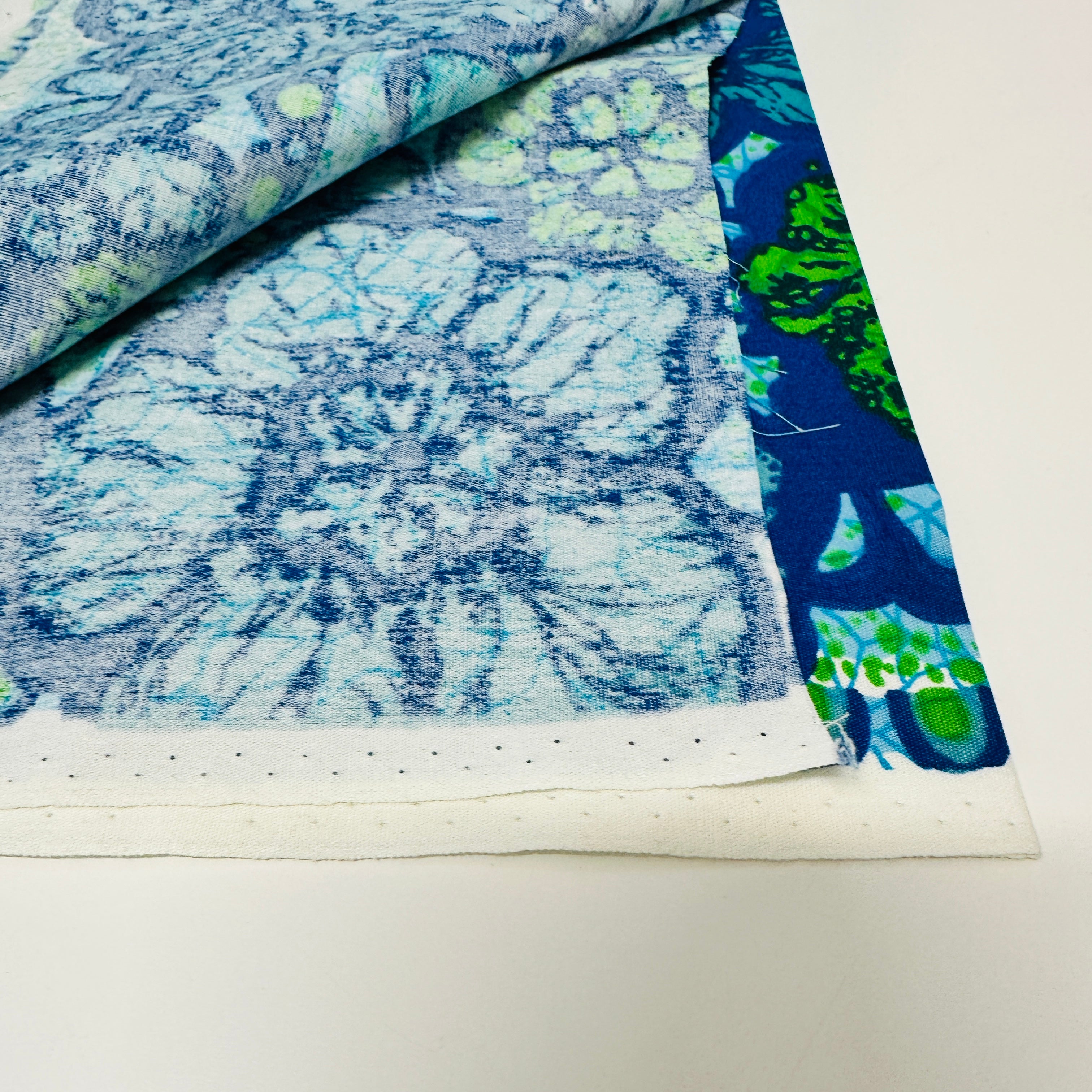 160cms Blue Bold Floral Cotton Fabric
