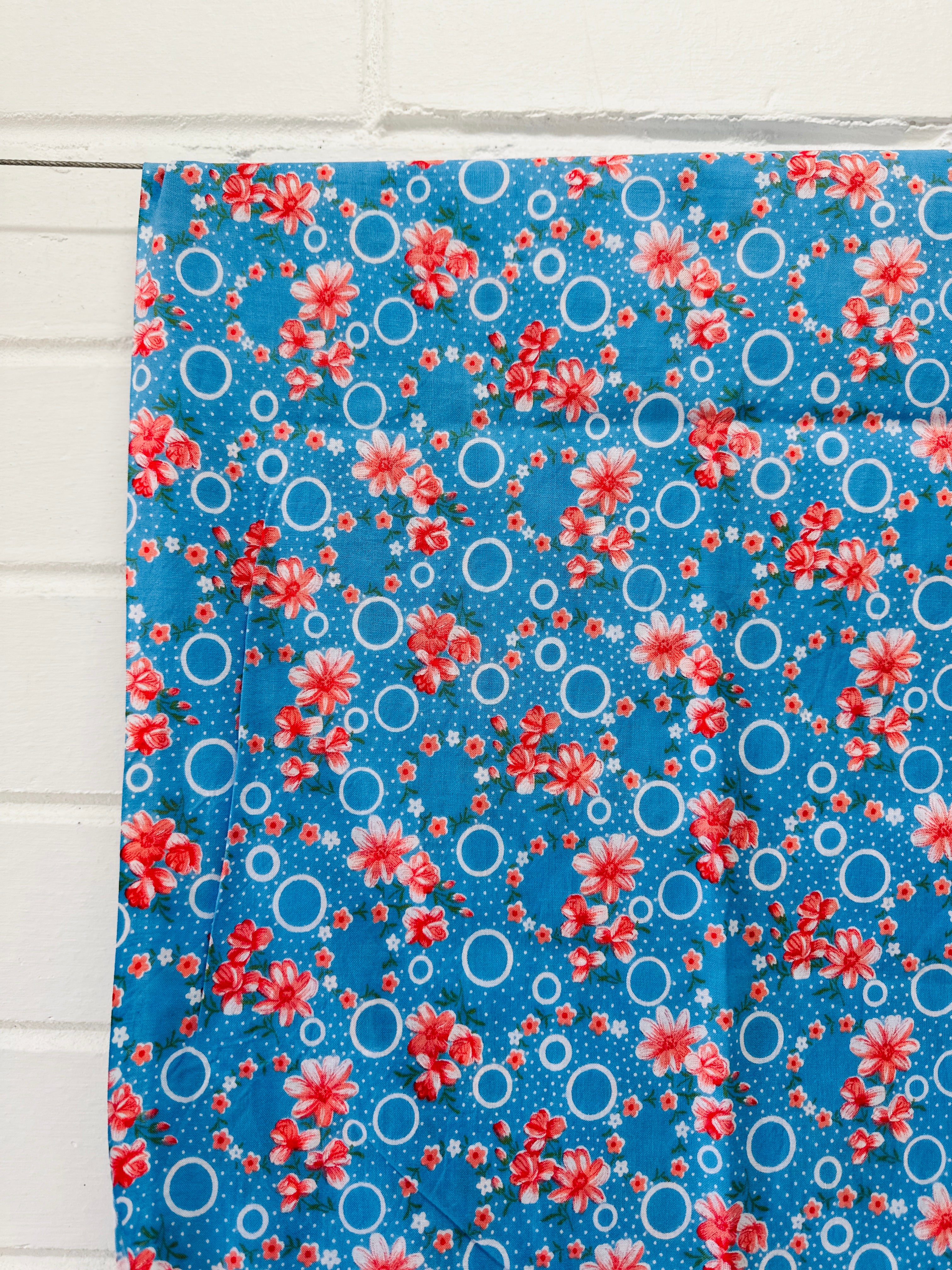 250cms Adorable Blue Floral Fabric