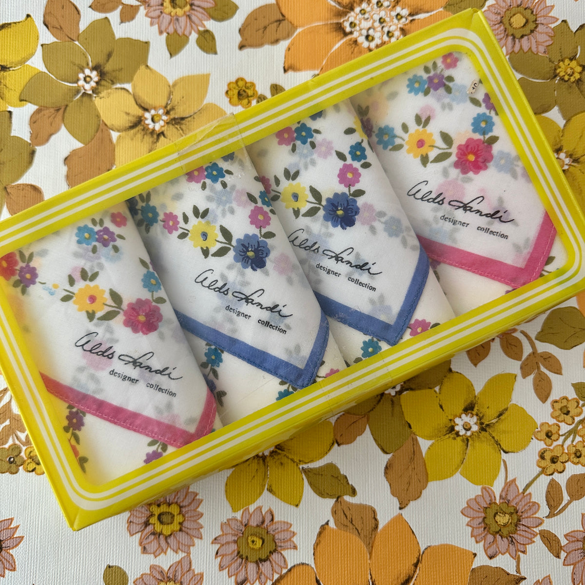 Hankies BOXED Set of Floral Vintage
