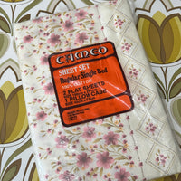 Vintage UNUSED Floral CAMEO Sheet Set COTTON