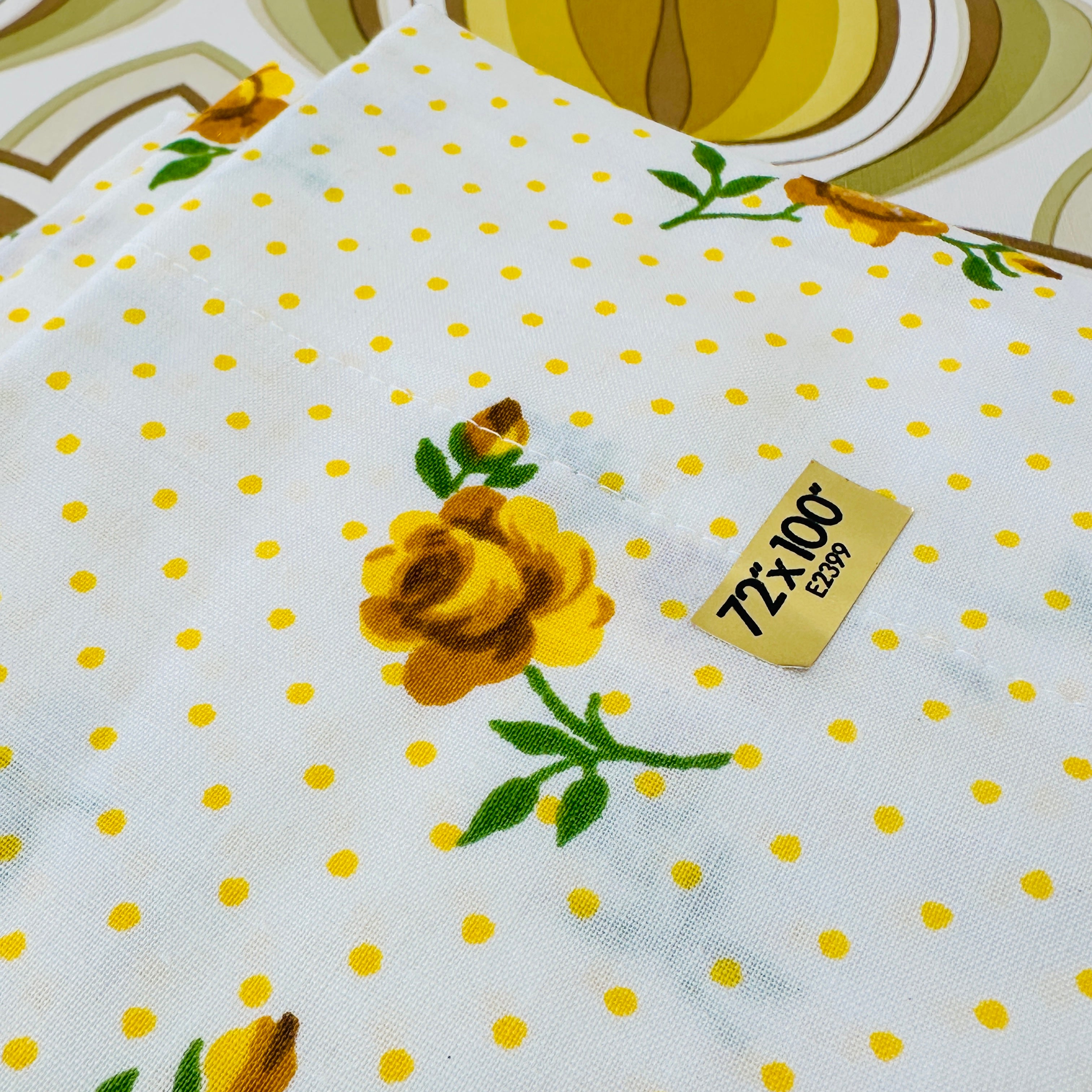 Large Hem Vintage UNUSED Cotton Sheet Flat