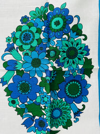 Irish Linen Tea Towel STUNNING Blue Floral