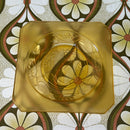 TWO Vintage Retro Amber Glass Plates Fish