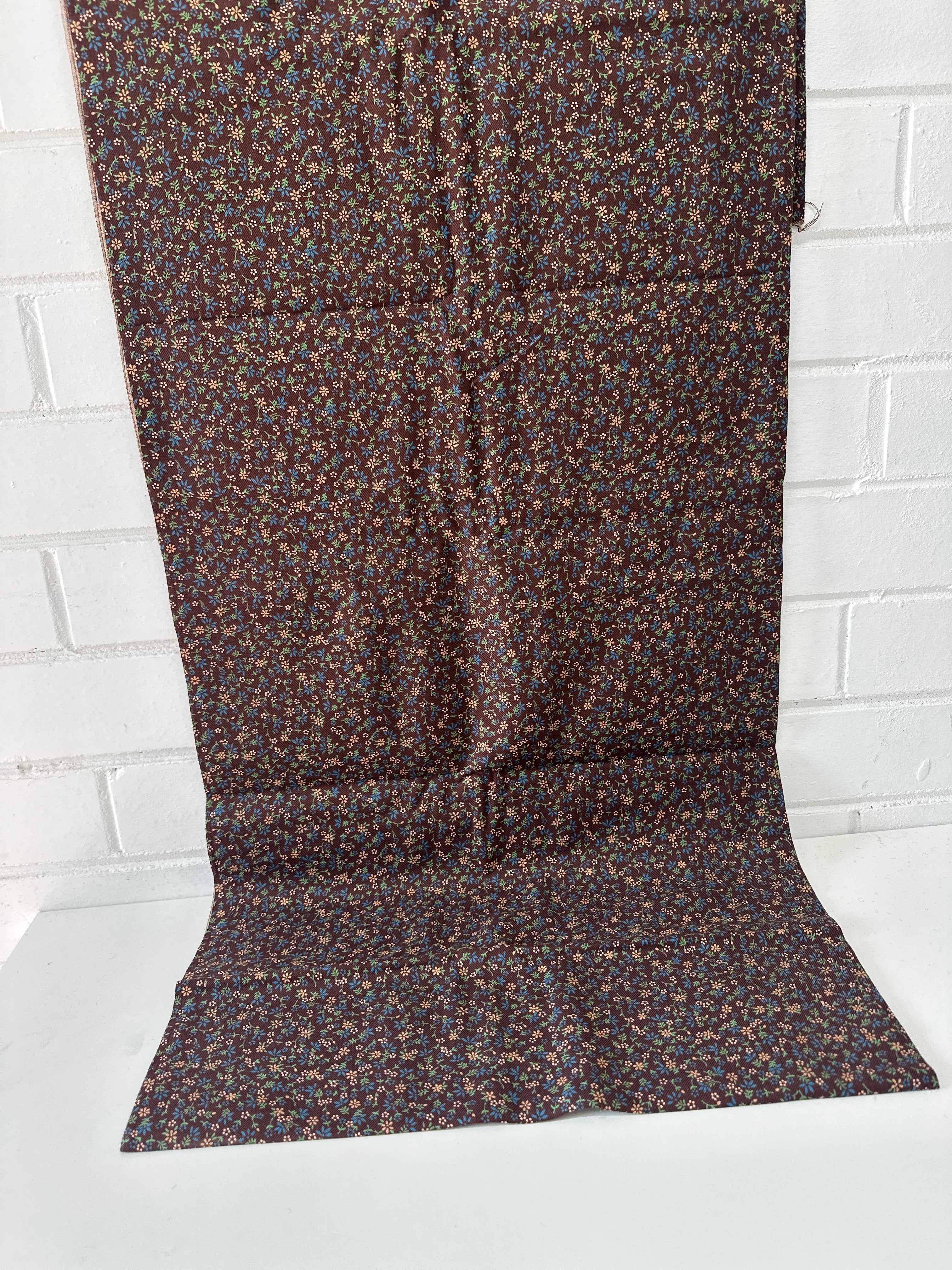 260cms Brown Cotton Floral Fabric VINTAGE