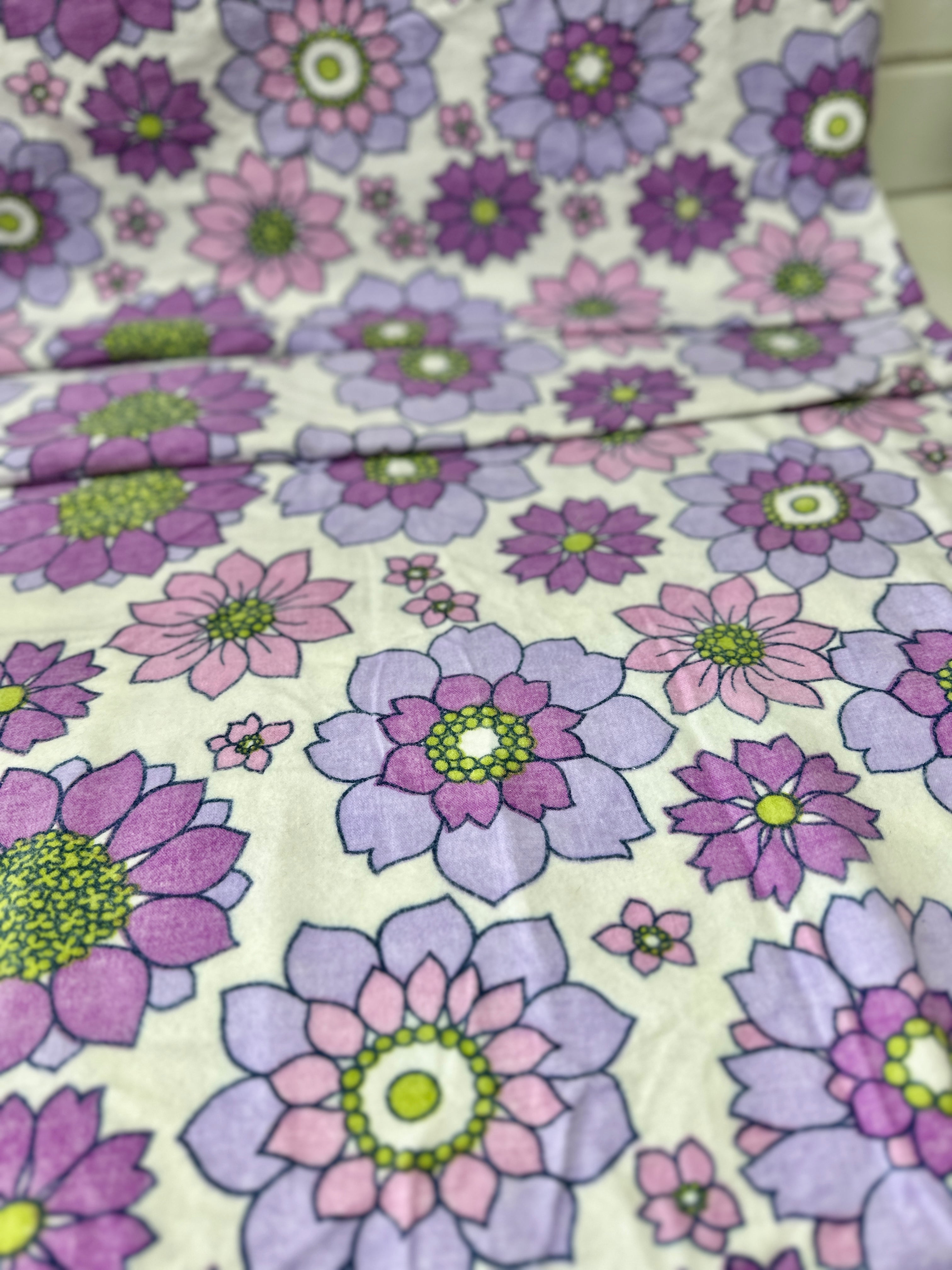 240cms Funky Fab Vintage Brushed Cotton Sheet Purple