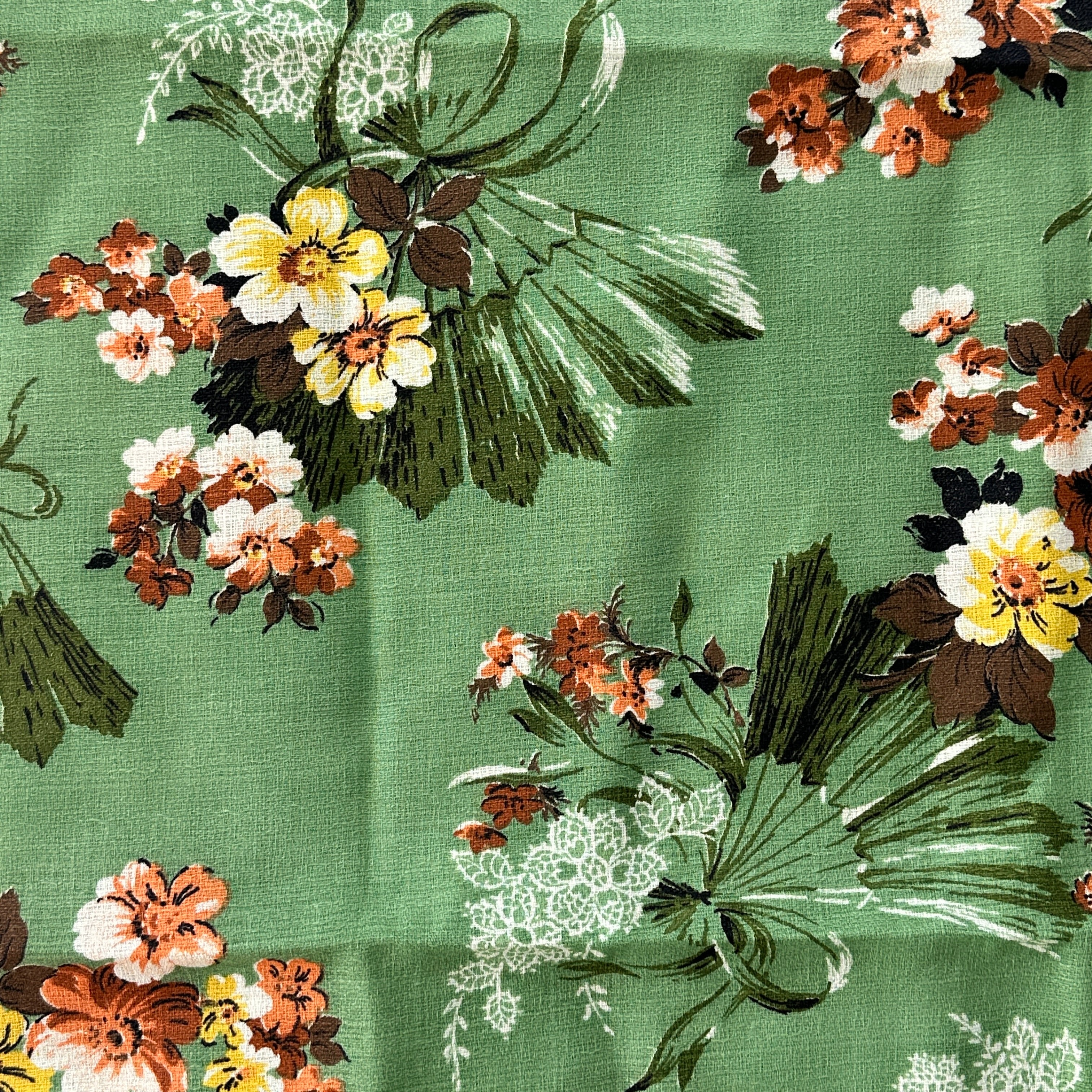 140cms Stunning Green Vintage Floral Fabric LOVE