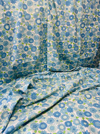 Blue Cotton Vintage Sheet FLORAL