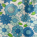 Blue Cotton Vintage Sheet FLORAL