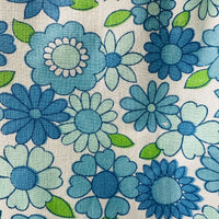 Blue Cotton Vintage Sheet FLORAL
