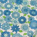 Blue Cotton Vintage Sheet FLORAL