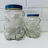 Vintage Retro Teddy Bear Glass Jars