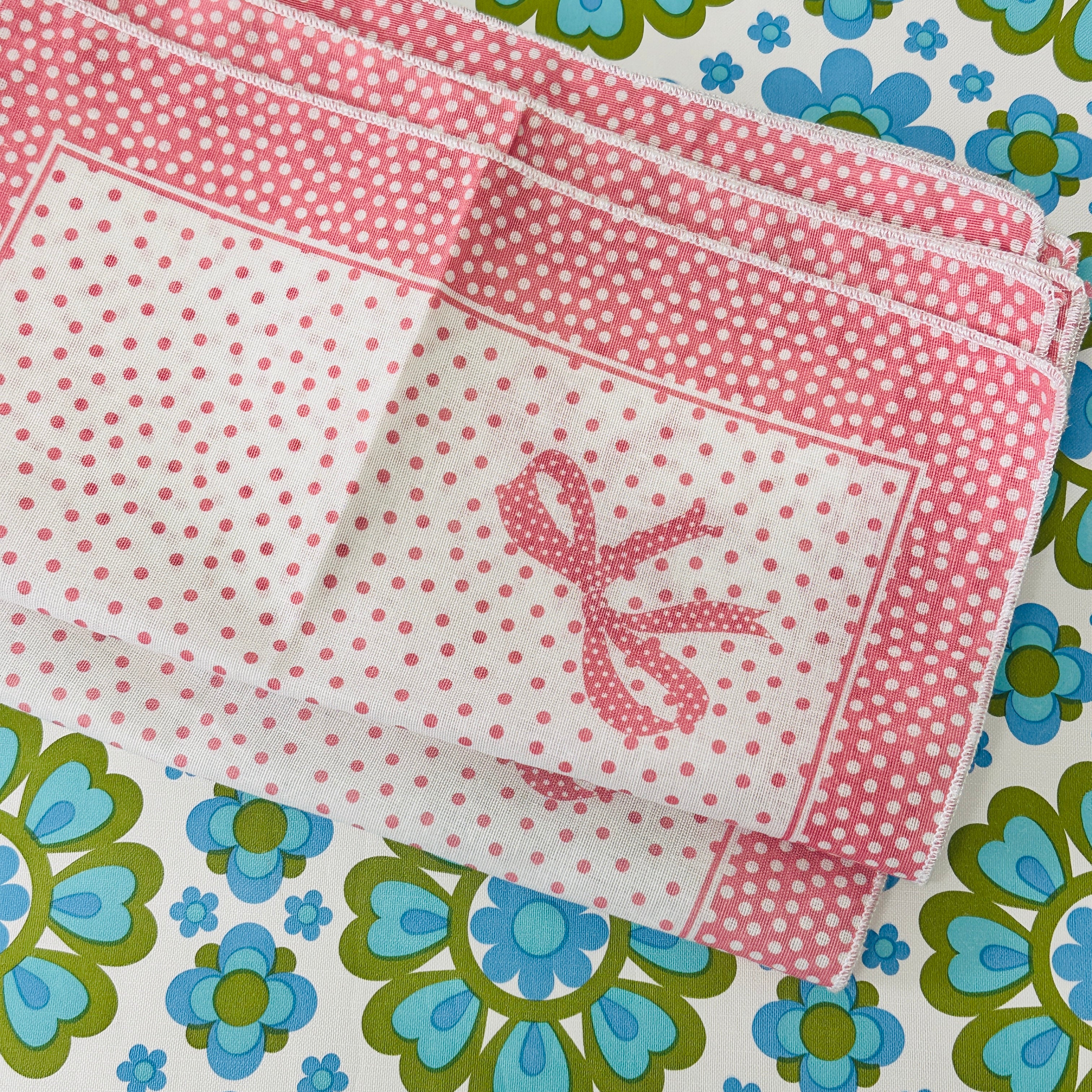 UNUSED Vintage Napkins BOWS Polka Dot