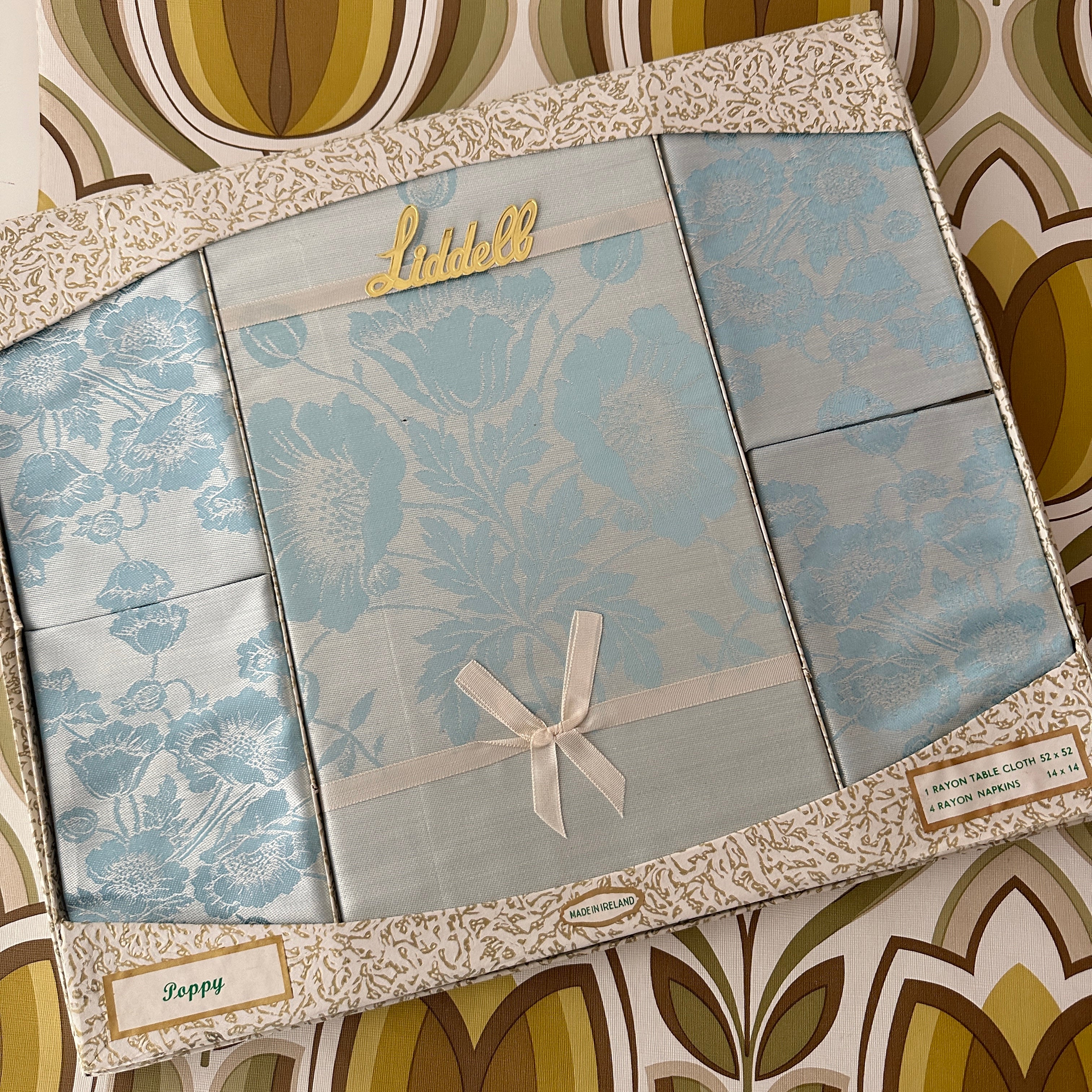 Boxed Blue Irish Table Cloth & Napkins