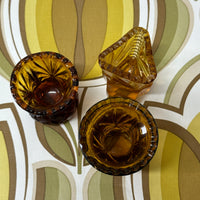 Three Vintage Miniature Amber Glass Vases