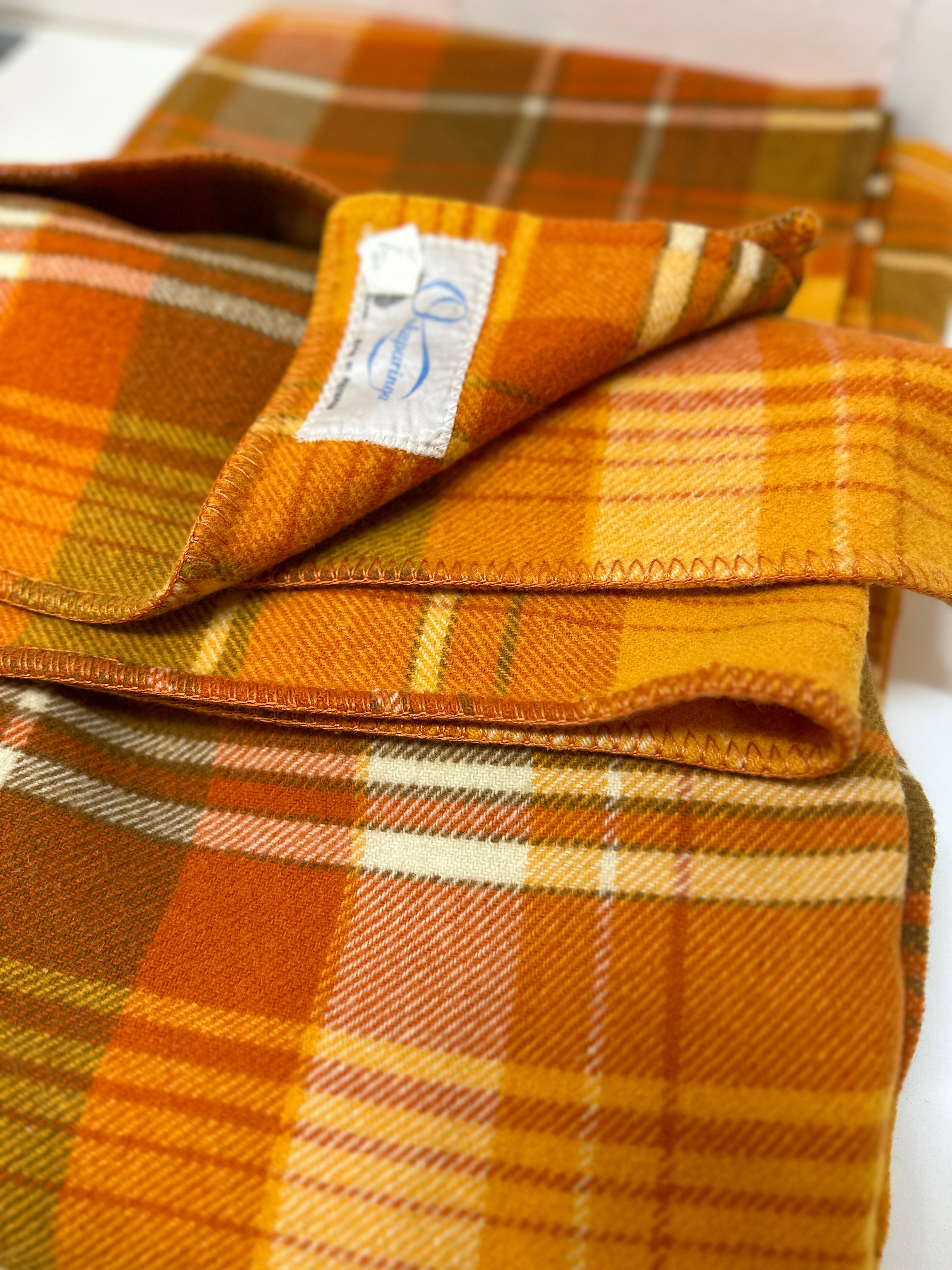 Vintage Onkaparinga Blanket Checked Orange