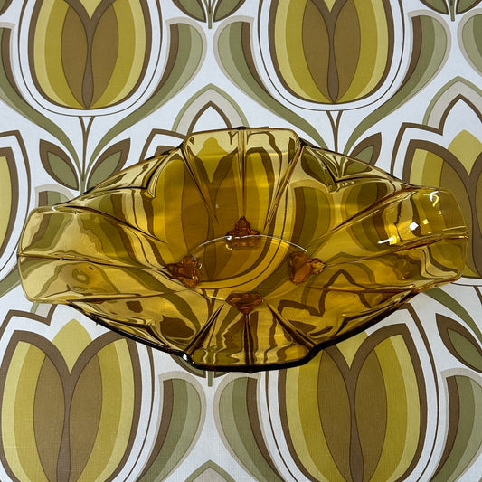 Beautiful Retro Amber Glass BOWL Large
